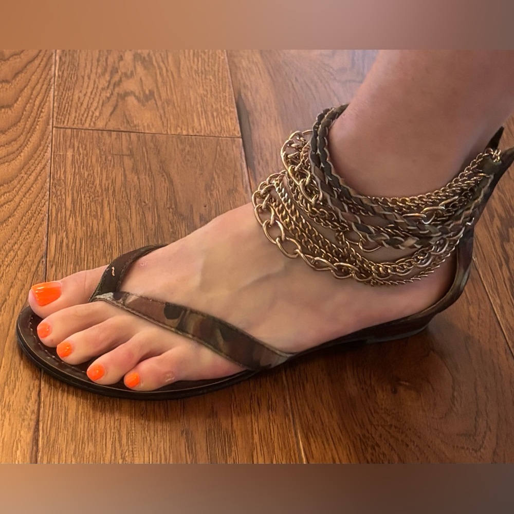 Gold, Khaki and Brown Sandals with Elegant Design